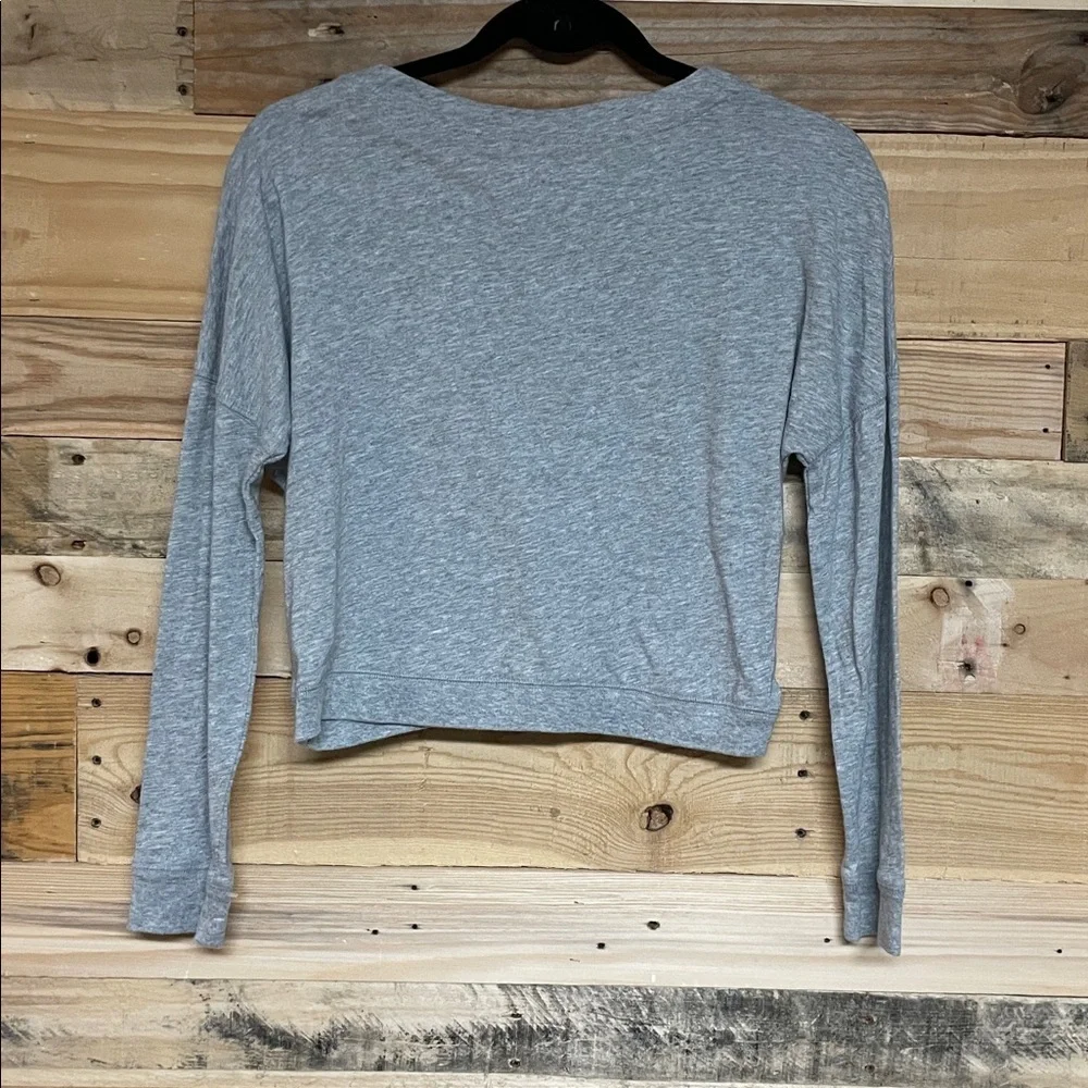 Justice Active size 10 Gray Long Sleeve Soft Lace-up Stretchy T-Shirt with Logo